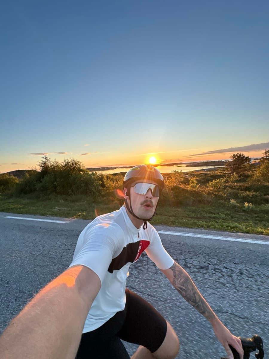 Cycling at sunset